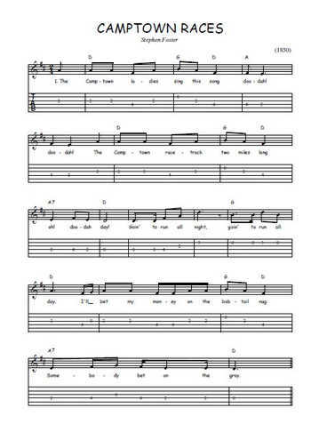 Téléchargez la tablature de la musique Traditionnel-Camptown-Races en PDF