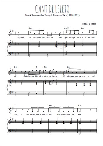Téléchargez l'arrangement de la partition de provence-cant-de-leleto en PDF pour Chant et piano