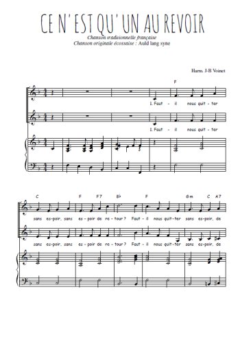 Téléchargez l'arrangement de la partition de Ce n'est qu'un au revoir en PDF pour deux voix égales et piano
