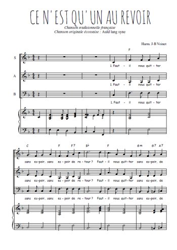 Téléchargez l'arrangement de la partition de Ce n'est qu'un au revoir en PDF pour trois voix mixtes et piano