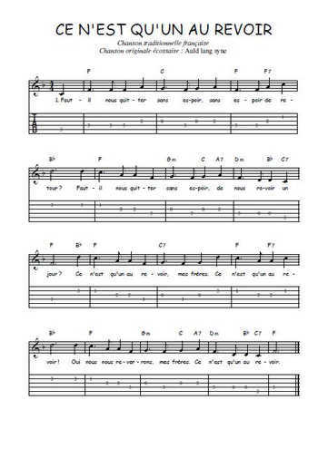 Téléchargez la tablature de la musique ce-n-est-qu-un-au-revoir en PDF