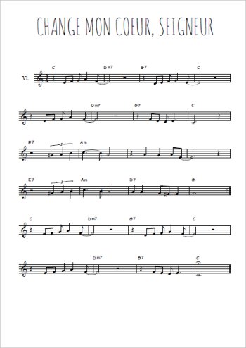 Téléchargez la partition de la musique Change mon coeur, Seigneur en PDF, pour violon