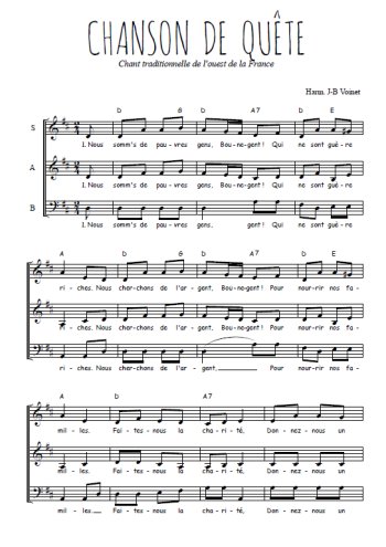 Téléchargez l'arrangement de la partition de Chanson de quête en PDF à trois voix