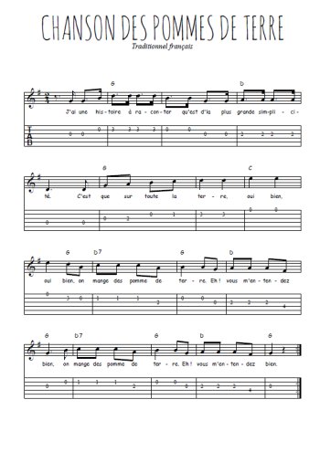 Téléchargez la tablature de la musique chanson-des-pommes-de-terre en PDF