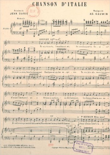 Chanson d'Italie Partition gratuite