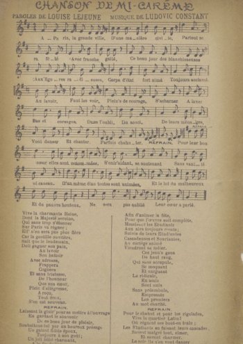 Chanson de mi-Carême Partition gratuite