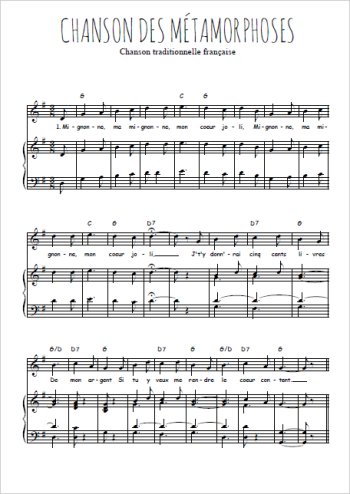 Téléchargez l'arrangement de la partition de chanson-des-metamorphoses en PDF pour Chant et piano