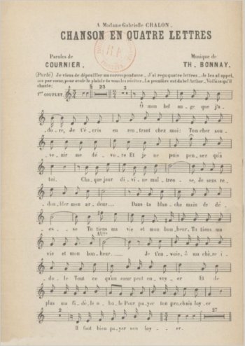 Chanson en quatre lettres Partition gratuite