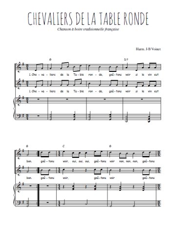 Téléchargez l'arrangement de la partition de Chevaliers de la Table ronde en PDF pour deux voix égales et piano