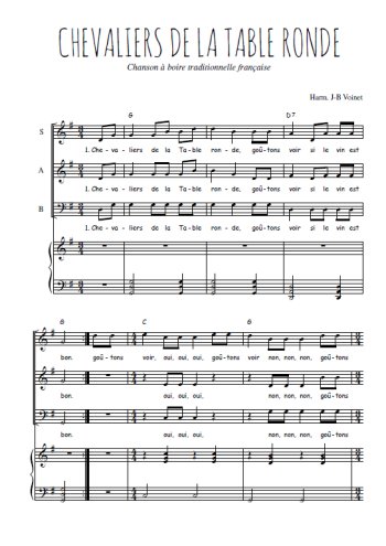 Téléchargez l'arrangement de la partition de Chevaliers de la Table ronde en PDF pour trois voix mixtes et piano