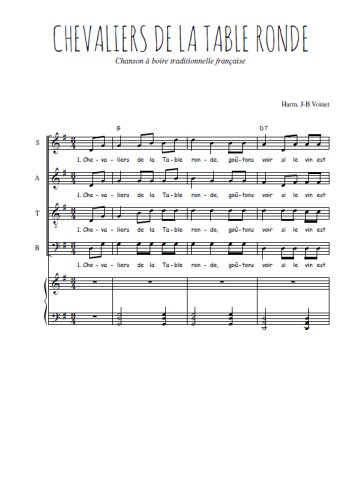 Téléchargez l'arrangement de la partition de Chevaliers de la Table ronde en PDF pour 4 voix mixtes et piano