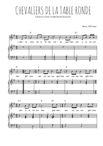 Téléchargez l'arrangement de la partition de chevaliers-de-la-table-ronde en PDF pour Chant et piano
