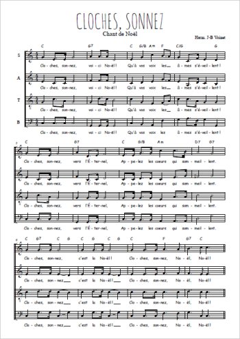 Téléchargez l'arrangement de la partition de Cloches, sonnez en PDF à quatre voix SATB