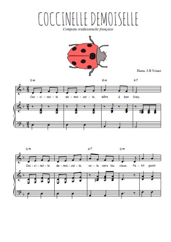 Téléchargez l'arrangement de la partition de Traditionnel-Coccinelle-demoiselle en PDF pour Chant et piano