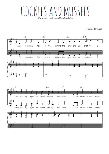 Téléchargez l'arrangement de la partition de Cockles and mussels en PDF pour deux voix égales et piano