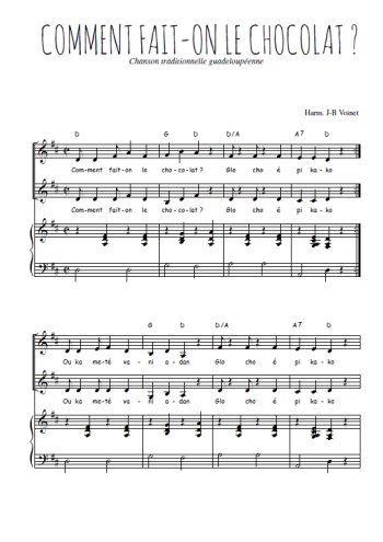 Téléchargez l'arrangement de la partition de Comment fait-on le chocolat en PDF pour deux voix égales et piano