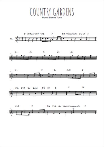 Téléchargez la partition de la musique Country gardens en PDF, pour violon
