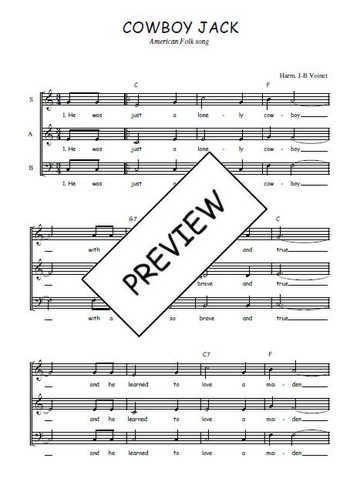 Téléchargez l'arrangement de la partition de Cowboy Jack en PDF à trois voix