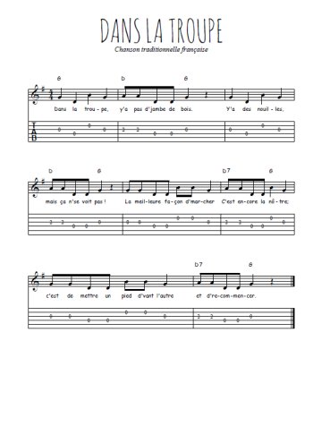 Téléchargez la tablature de la musique Traditionnel-Dans-la-troupe en PDF