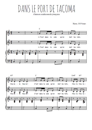 Téléchargez l'arrangement de la partition de Dans le port de Tacoma en PDF pour deux voix égales et piano