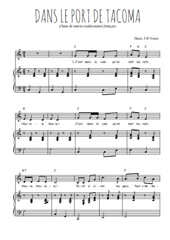 Téléchargez l'arrangement de la partition de Traditionnel-Dans-le-port-de-Tacoma en PDF pour Chant et piano