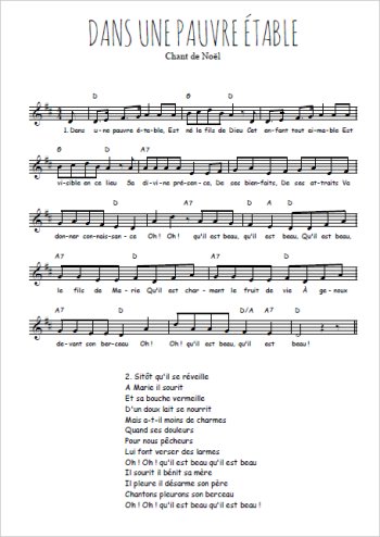 Dans une pauvre étable Partition gratuite