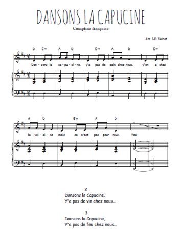 Téléchargez l'arrangement de la partition de ronde-dansons-la-capucine en PDF pour Chant et piano