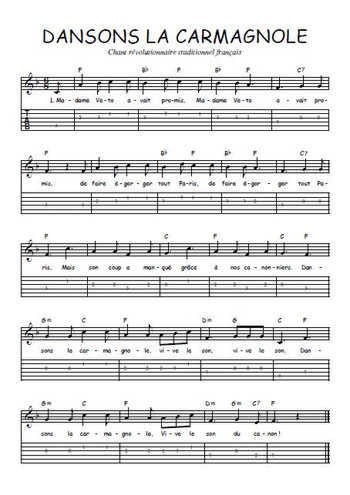 Téléchargez la tablature de la musique dansons-la-carmognole en PDF