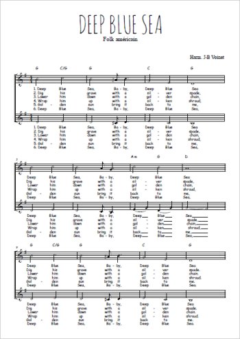Téléchargez l'arrangement de la partition de Deep blue sea en PDF à deux voix