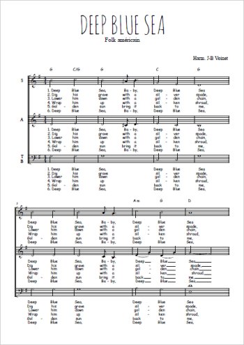 Téléchargez l'arrangement de la partition de Deep blue sea en PDF à trois voix