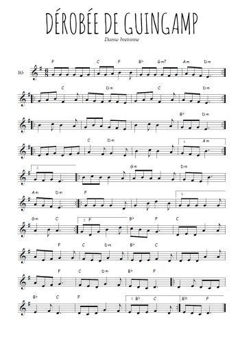 Téléchargez l'arrangement de la partition en Sib de la musique Dérobée de Guingamp en PDF