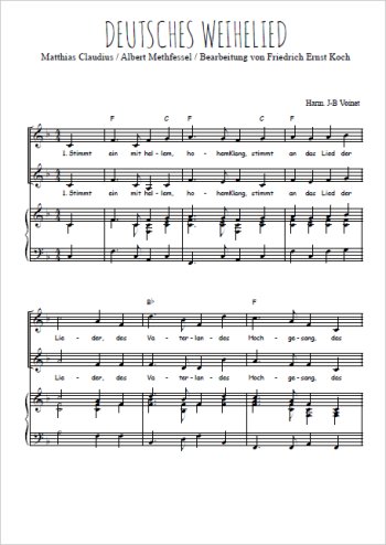Téléchargez l'arrangement de la partition de Deutsches Weihelied en PDF pour deux voix égales et piano
