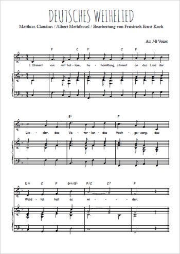 Téléchargez l'arrangement de la partition de deutsches-weihelied en PDF pour Chant et piano