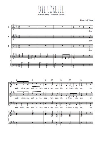 Téléchargez l'arrangement de la partition de Die Lorelei en PDF pour trois voix mixtes et piano