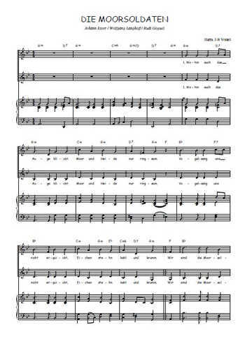 Téléchargez l'arrangement de la partition de Die Moorsoldaten en PDF pour deux voix égales et piano