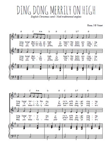 Téléchargez l'arrangement de la partition de Ding dong merrily on high en PDF pour deux voix égales et piano