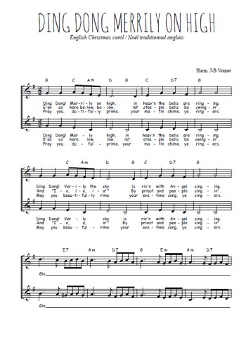 Téléchargez l'arrangement de la partition de Ding dong merrily on high en PDF à deux voix