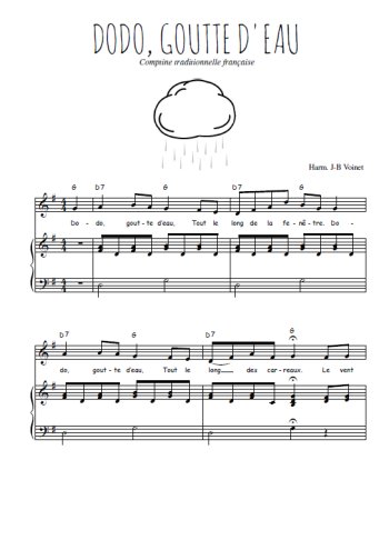 Téléchargez l'arrangement de la partition de berceuse-dodo-goutte-d-eau en PDF pour Chant et piano