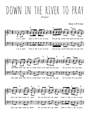 Téléchargez l'arrangement de la partition de Down in the river to pray en PDF à trois voix