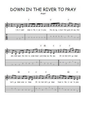 Téléchargez la tablature de la musique gospel-down-in-the-river-to-pray en PDF