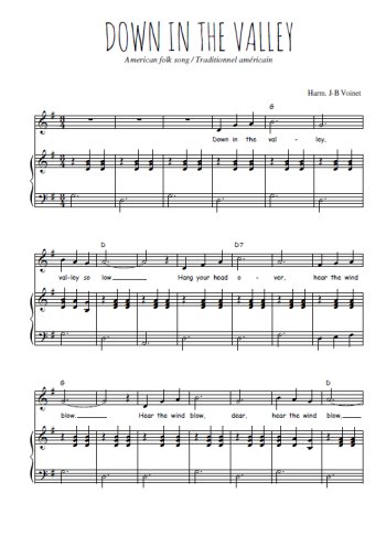 Téléchargez l'arrangement de la partition de Traditionnel-Down-in-the-valley en PDF pour Chant et piano
