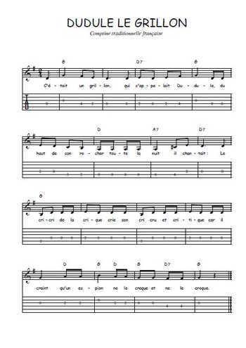 Téléchargez la tablature de la musique Traditionnel-Dudule-le-grillon en PDF