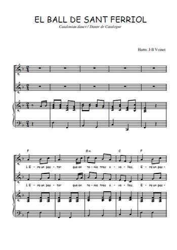Téléchargez l'arrangement de la partition de El ball de Sant Ferriol en PDF pour deux voix égales et piano