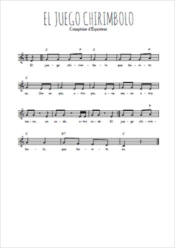 El juego chirimbolo Partition gratuite