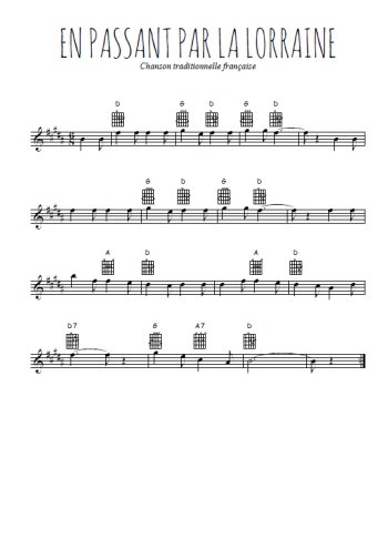 Téléchargez l'arrangement de la partition pour sax en Mib de la musique En passant par la Lorraine en PDF