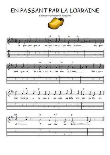Téléchargez la tablature de la musique comptine-en-passant-par-la-lorraine en PDF