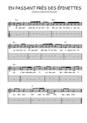 Téléchargez la tablature de la musique Traditionnel-En-passant-pres-des-epinettes en PDF