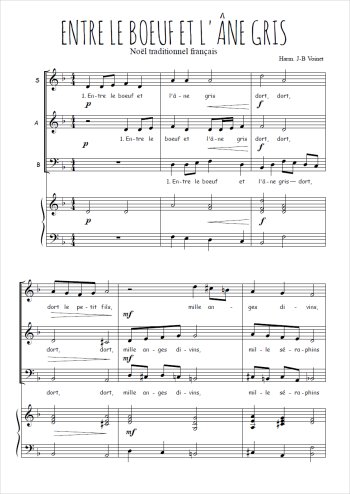 Téléchargez l'arrangement de la partition de Entre le boeuf et l'âne gris en PDF pour trois voix mixtes et piano