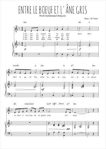 Téléchargez l'arrangement de la partition de Traditionnel-Entre-le-boeuf-et-l-ane-gris en PDF pour Chant et piano