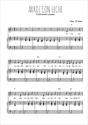 Téléchargez l'arrangement de la partition de espagne-arroz-con-leche en PDF pour Chant et piano